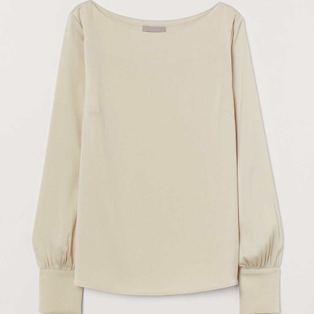 Satin Boat-necked Blouse